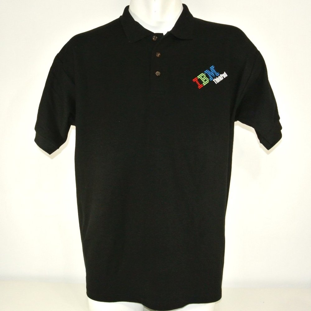 IBM ThinkPad Vintage Tech Employee Uniform Polo Shirt Black Size S Small